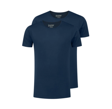 Slater T-shirt 2Pack Ronde Hals Basic Fit Extra Long Fit (+7cm) Navy Blauw (7710 - Navy)