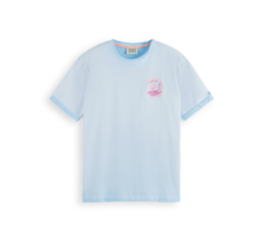 Cold dye tee with chest artwork Sea Blue (171703 - 5609)