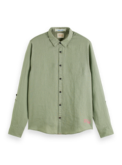 Scotch & Soda Linen shirt with sleeve roll-up Army (171612 - 0115)