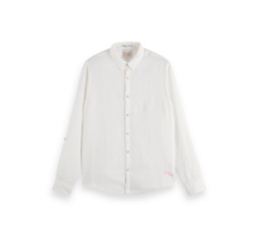 Linen shirt with sleeve roll-up White (171612 - 0006)