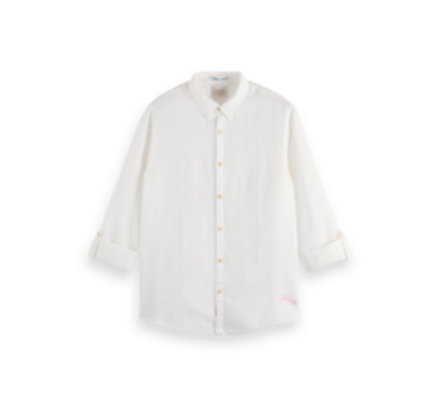 Linen shirt with sleeve roll-up White (171612 - 0006)