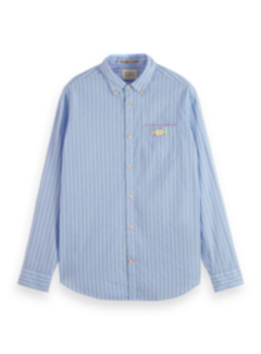 Scotch & Soda Double-face stripe shirt with sleeve roll-up Blue/Multi Stripe (171619 - 6055)