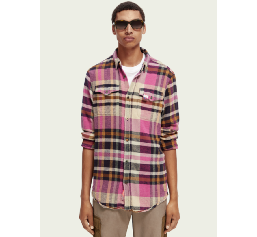 Regular-Fit checked brushed flannel shirt Combo A (169732 - 0217)