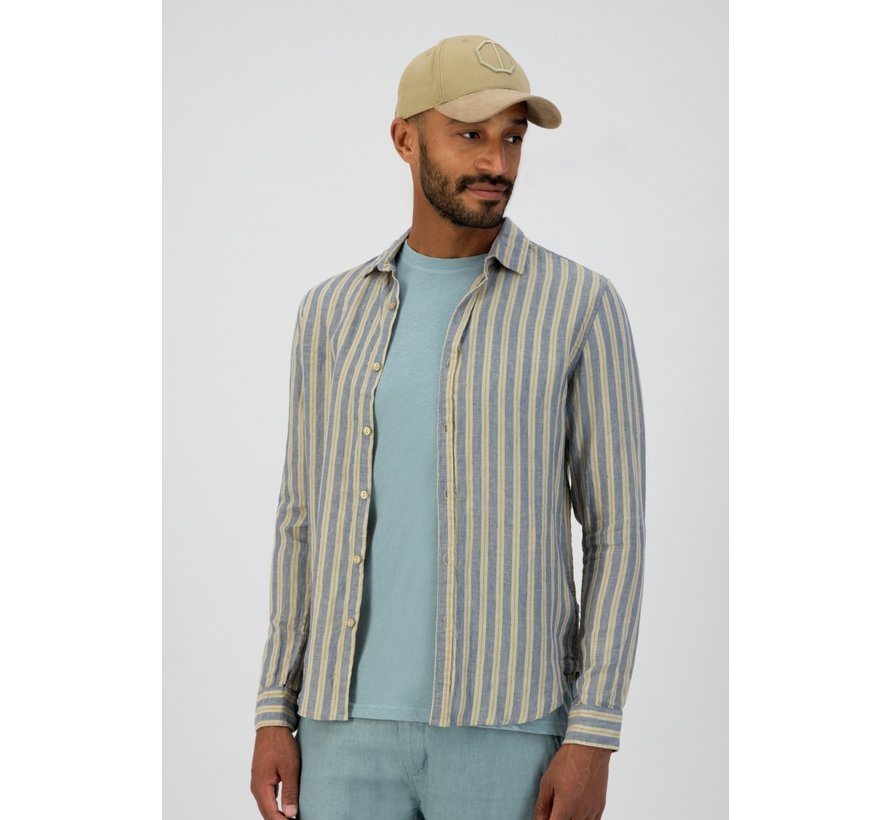 Dstrezzed Overhemd Linen Melange Stripe Moonlight Blue 303724
