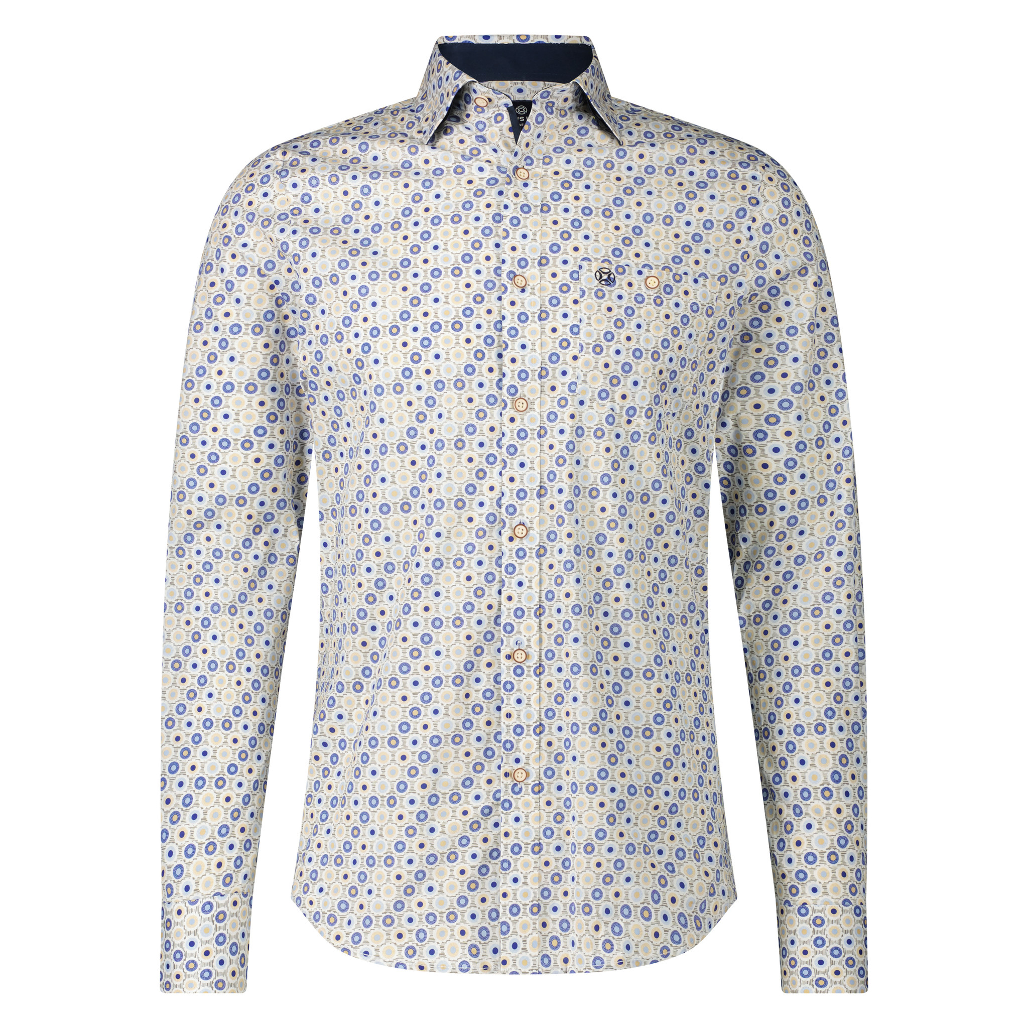 Fellows United Overhemd Wheels Stretch Mid Blue   XL Fellows United