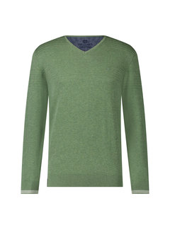 Fellows United Pullover V-neck rib details Mid green (31.1113 -175)