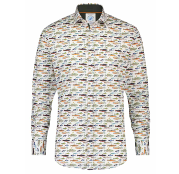 A Fish Named Fred Overhemd Small Fishes Green F Classics Green Multicolour (9784 - 310)N