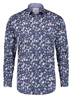 A Fish Named Fred Overhemd Shirt tattoo Print F Classics Multicolour Blue (99.0012.071)N
