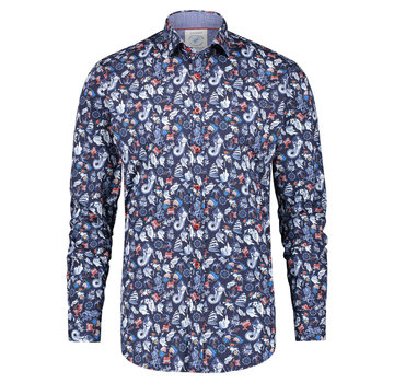 A Fish Named Fred Overhemd Shirt tattoo Print F Classics Multicolour Blue (99.0012.071)N