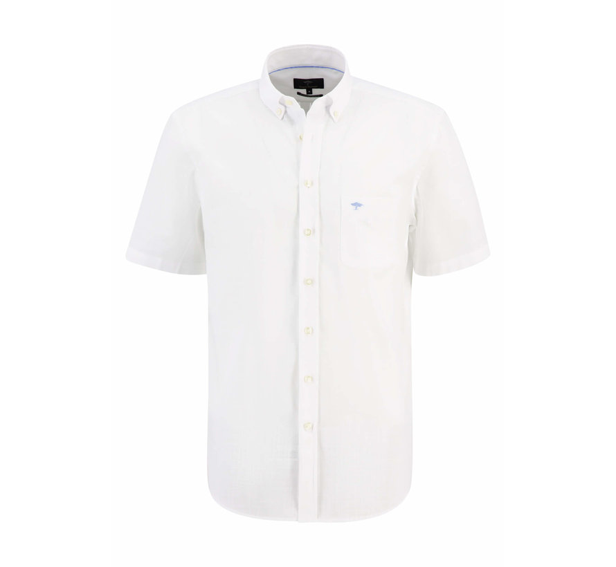 Korte mouw overhemd Solid Slub white (1304  8141 - 802)