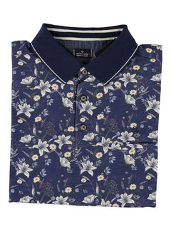 Fellows United Polo flowers mercerised Navy (31.3646 -110)