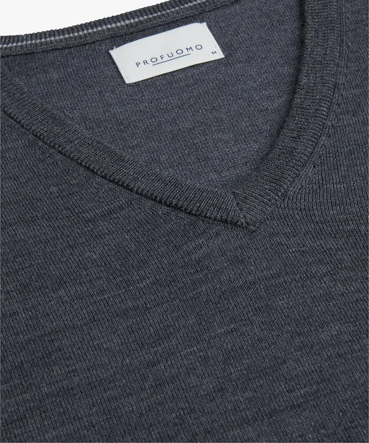 Profuomo Merino V-Hals Pullover Anthra XL Profuomo