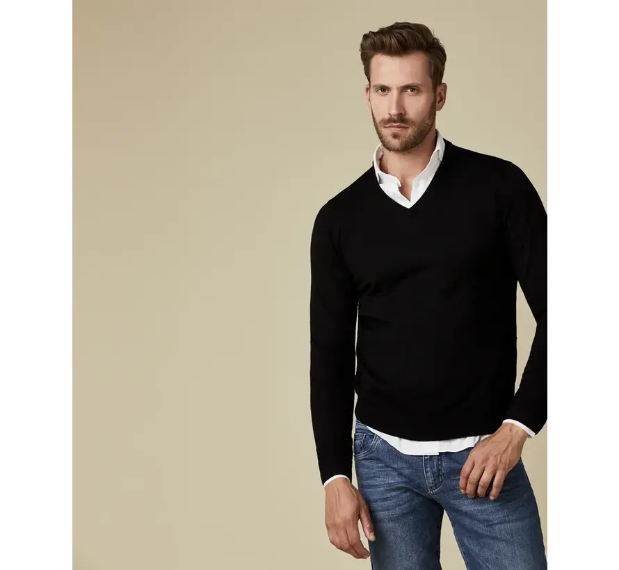 Merino V-Hals Pullover Black (PP2J00006B)