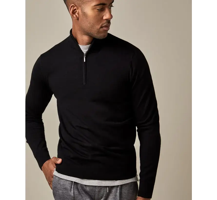 Merino Half-Zip Pullover Black (PPTJ30004B)