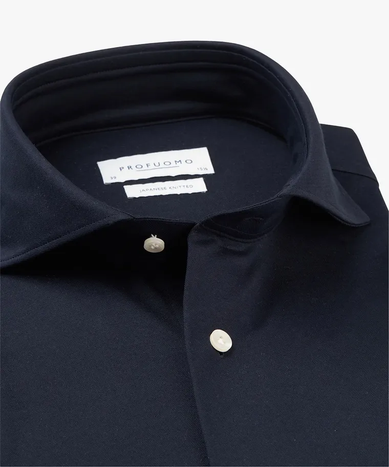 Profuomo Overhemd Japanese Knitted Shirt Navy    Profuomo