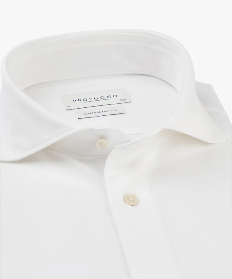 Profuomo Overhemd Japanese Knitted Shirt Wit Profuomo