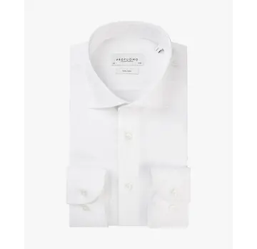 Profuomo Strijkvrij Overhemd Slim Fit Fine Twill Extra Long Sleeve Wit (PP0H0A015)N