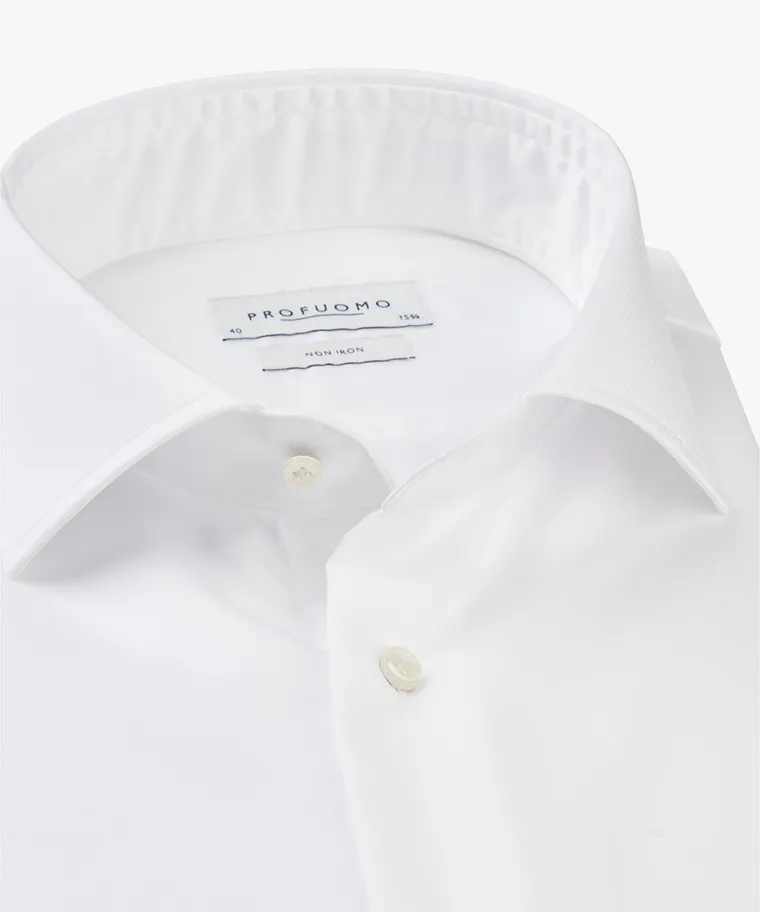Profuomo Strijkvrij Overhemd Slim Fit Wit Profuomo