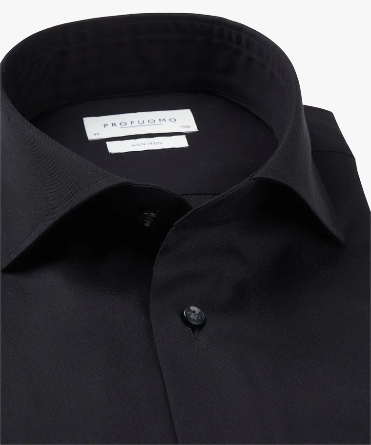 Profuomo Strijkvrij Overhemd Slim Fit Zwart    Profuomo