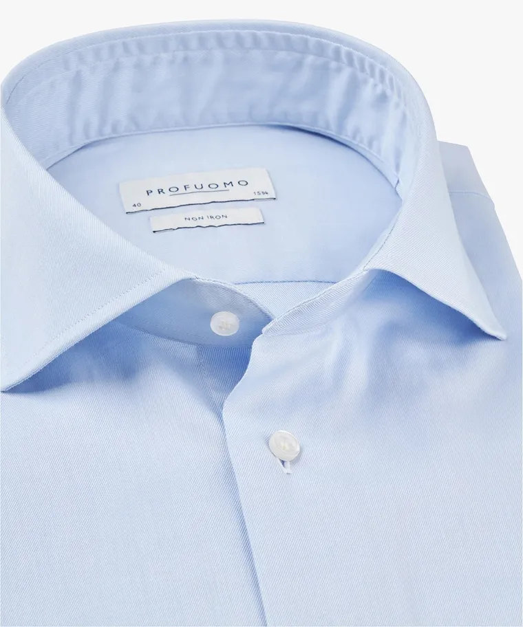 Profuomo Strijkvrij Overhemd Slim Fit Licht Blauw    Profuomo