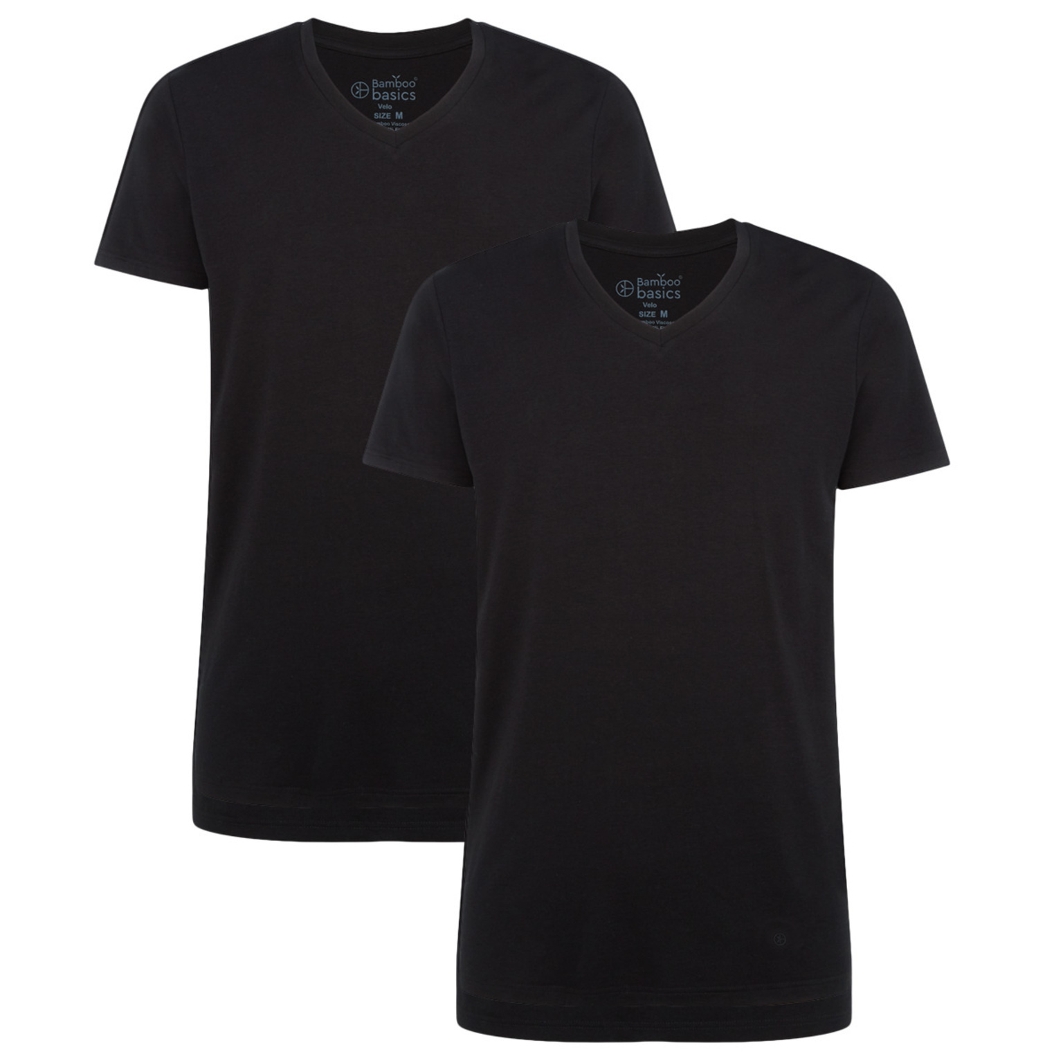 Bamboo Basics V-hals T-shirts Velo Long Fit 2Pack Black (Velo-LF-001 ...