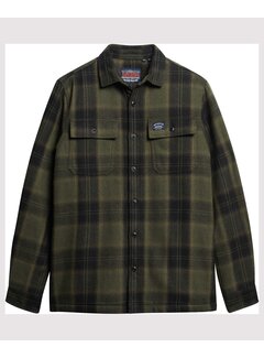 Superdry WOOL MILLER OVERSHIRT Roderick Check Olive (M4010720A - 9ZB)