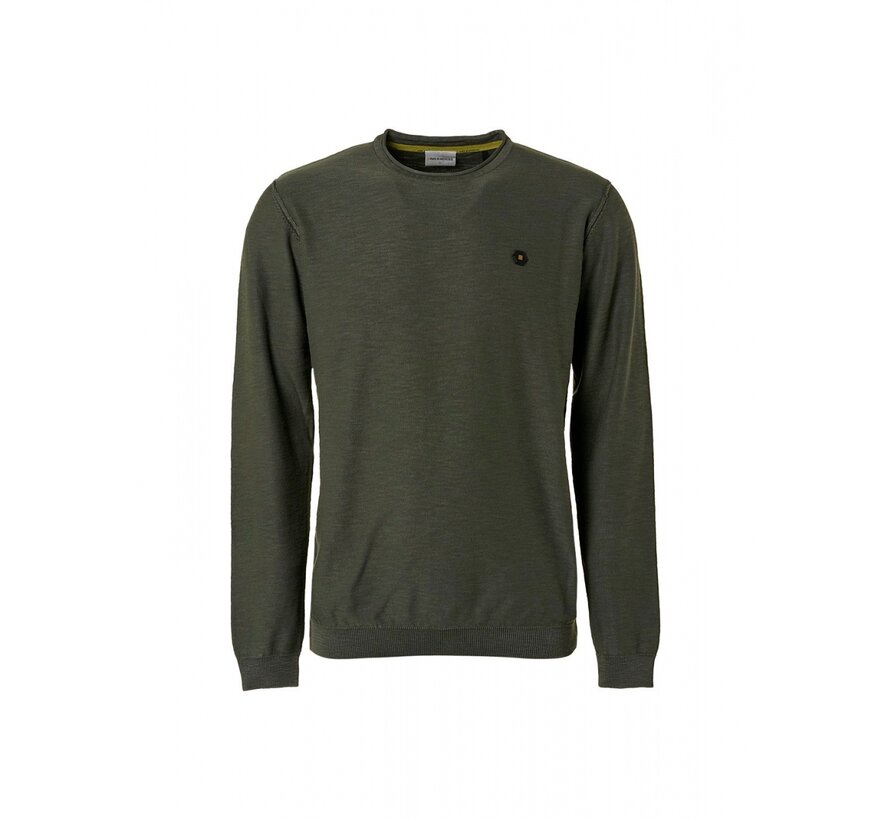 Pullover Crewneck Garment Dyed + Stone Washed Dark Green (21230801SN - 052)