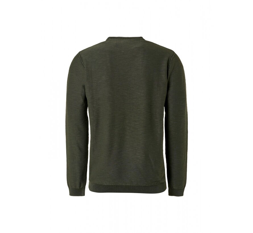 Pullover Crewneck Garment Dyed + Stone Washed Dark Green (21230801SN - 052)