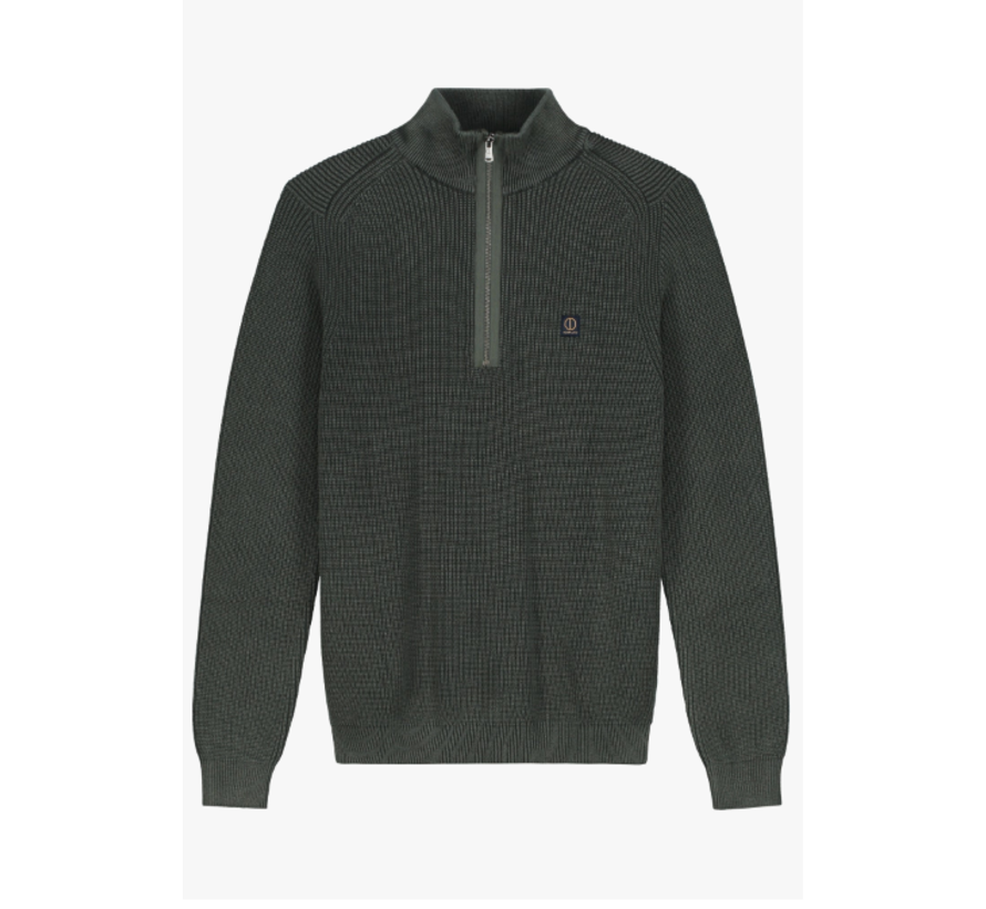 Half-zip Acid washed knit Arne Skipper Dark Army (405594 - 524)