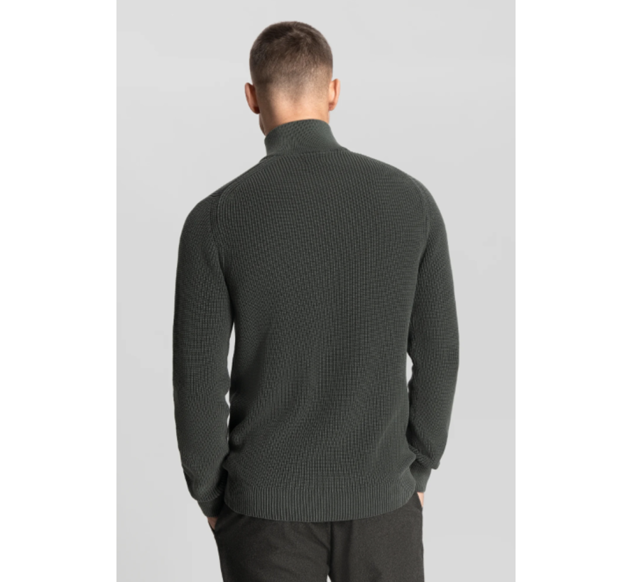 Half-zip Acid washed knit Arne Skipper Dark Army (405594 - 524)