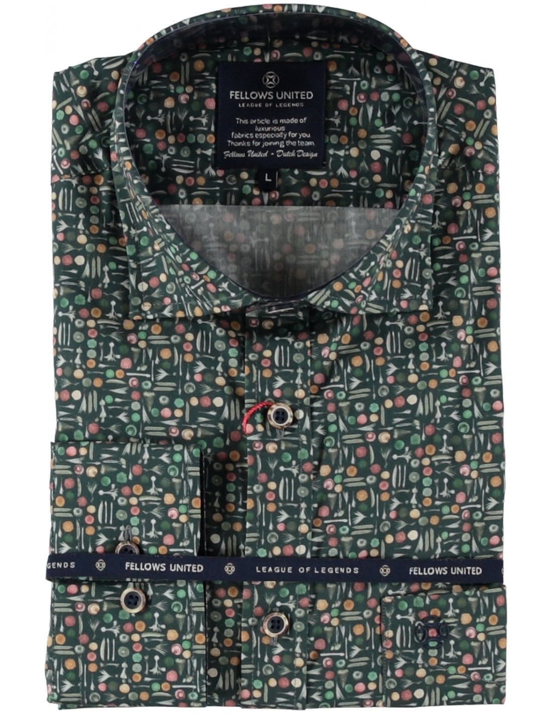 Fellows United Overhemd Dinner Is Served Dark Green L Fellows United