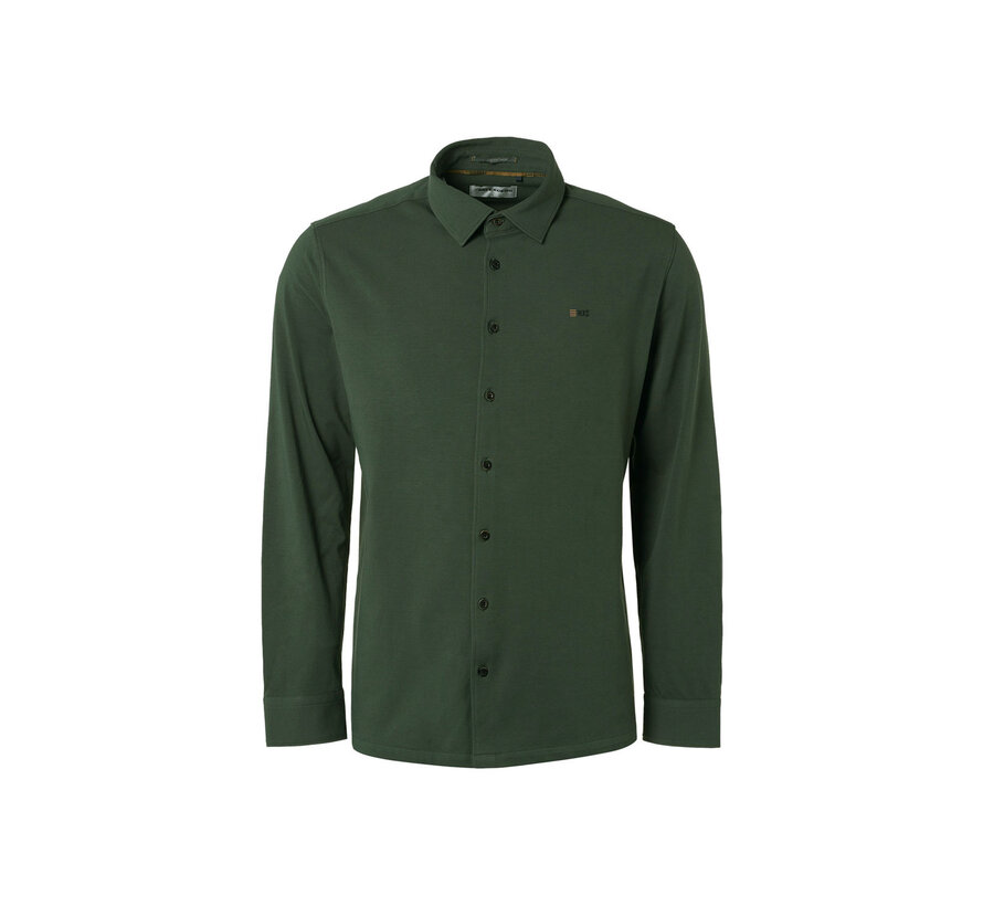 Overhemd Jersey Stretch Solid Dark Green (21410885 - 052)