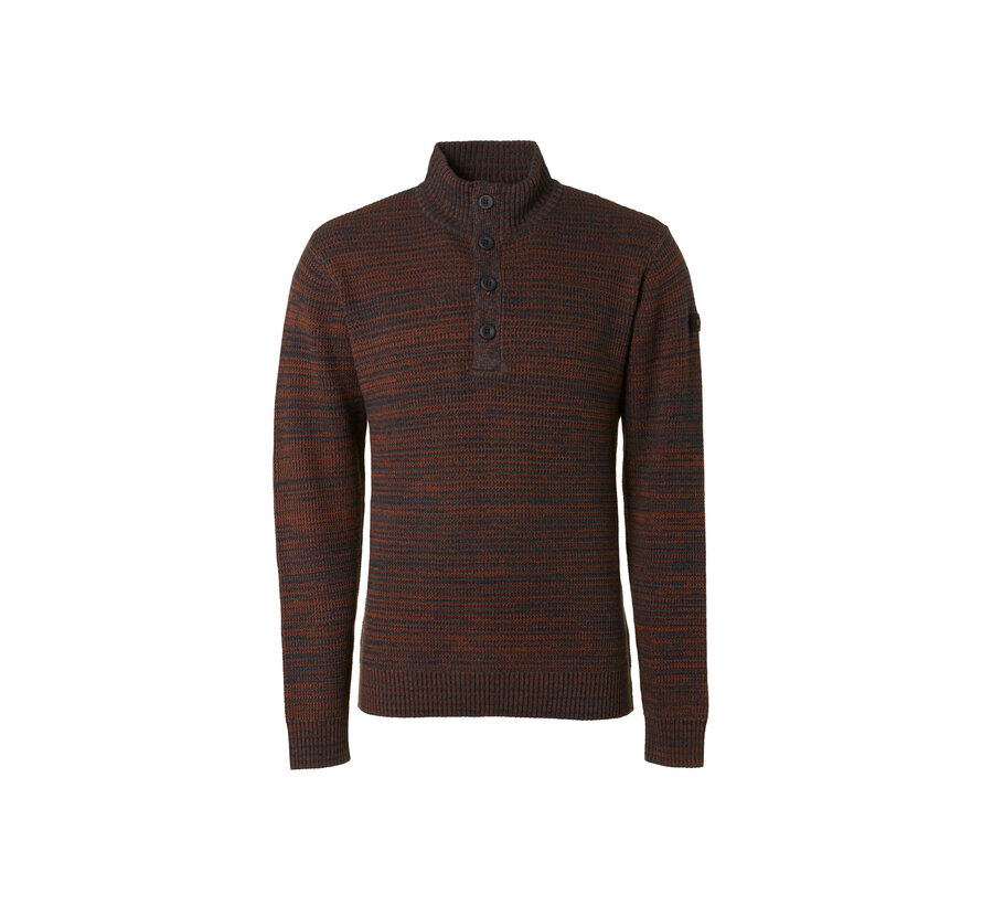 Half-zip Pullover + Button Multi Coloured Jacquard Caramel (21230933 - 048)