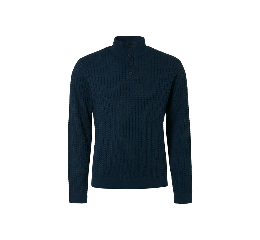 Half-zip Pullover + Button Solid Jacquard Rib Night (21230924 - 078)