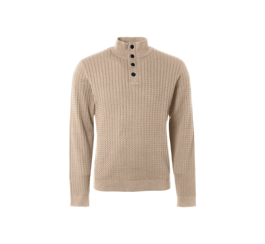 Half-zip Pullover + Button Solid Jacquard Rib Stone (21230924 - 014)