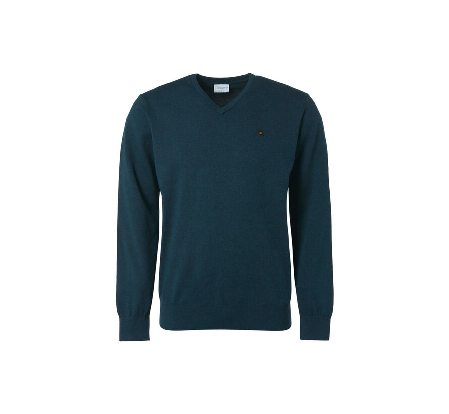 Pullover V-Neck 2 Coloured Melange Ocean (21210981 - 131)