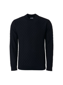 No Excess Pullover Crewneck Jacquard Mix Knit Solid Black (21210819 - 020)