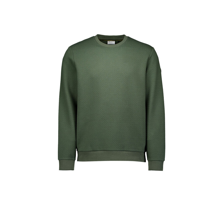 Sweater Crewneck Double Layer Jacquard Stretch Dark Green (21100802 - 052)