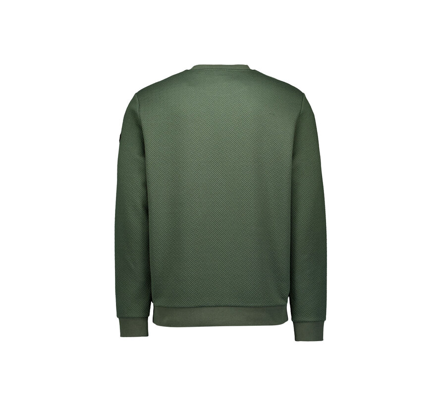 Sweater Crewneck Double Layer Jacquard Stretch Dark Green (21100802 - 052)