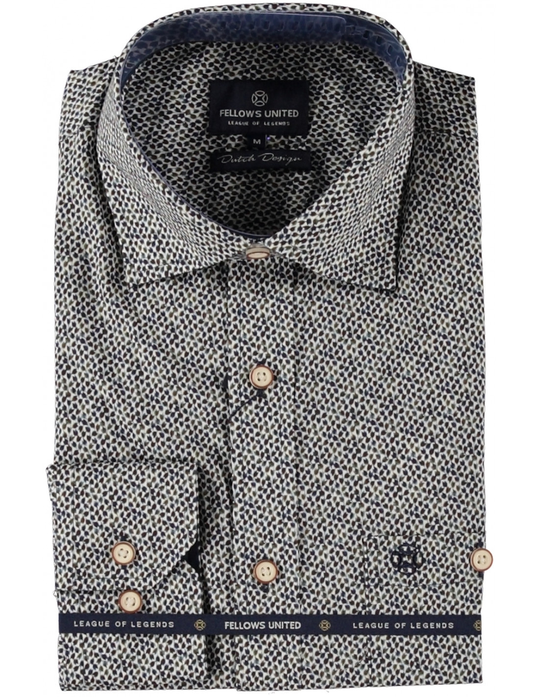 Fellows United Overhemd Mini Leaves Brown   XL Fellows United