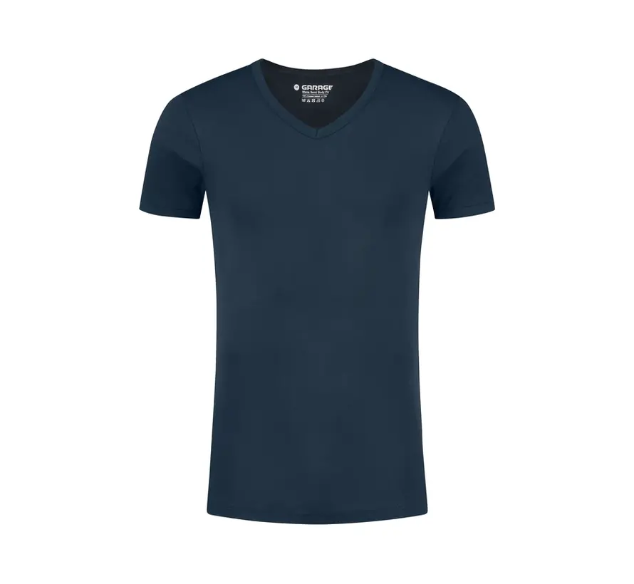 Basic T-shirt Diepe V-Hals Semi Bodyfit Navy (0304 - 400)