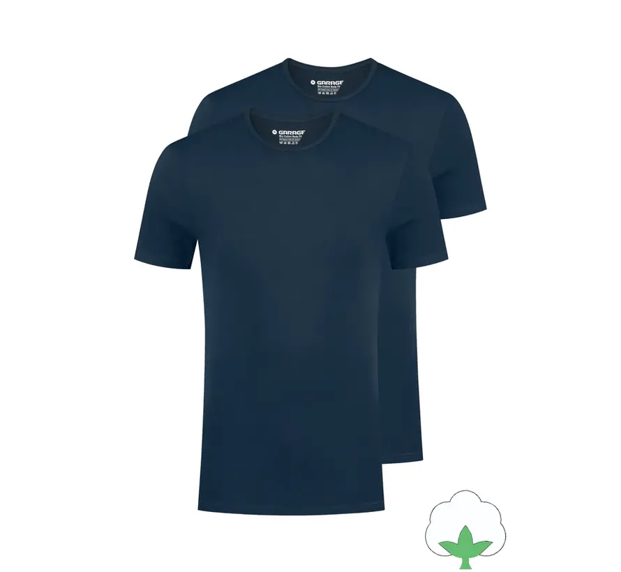 Basic T-shirts 2-pack Bio Cotton Bodyfit Navy (0221 - 400)