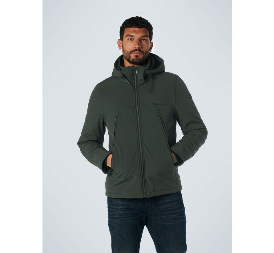 Winterjas Short Fit Hooded Softshell Stretch Dark Green (21630808 - 052)