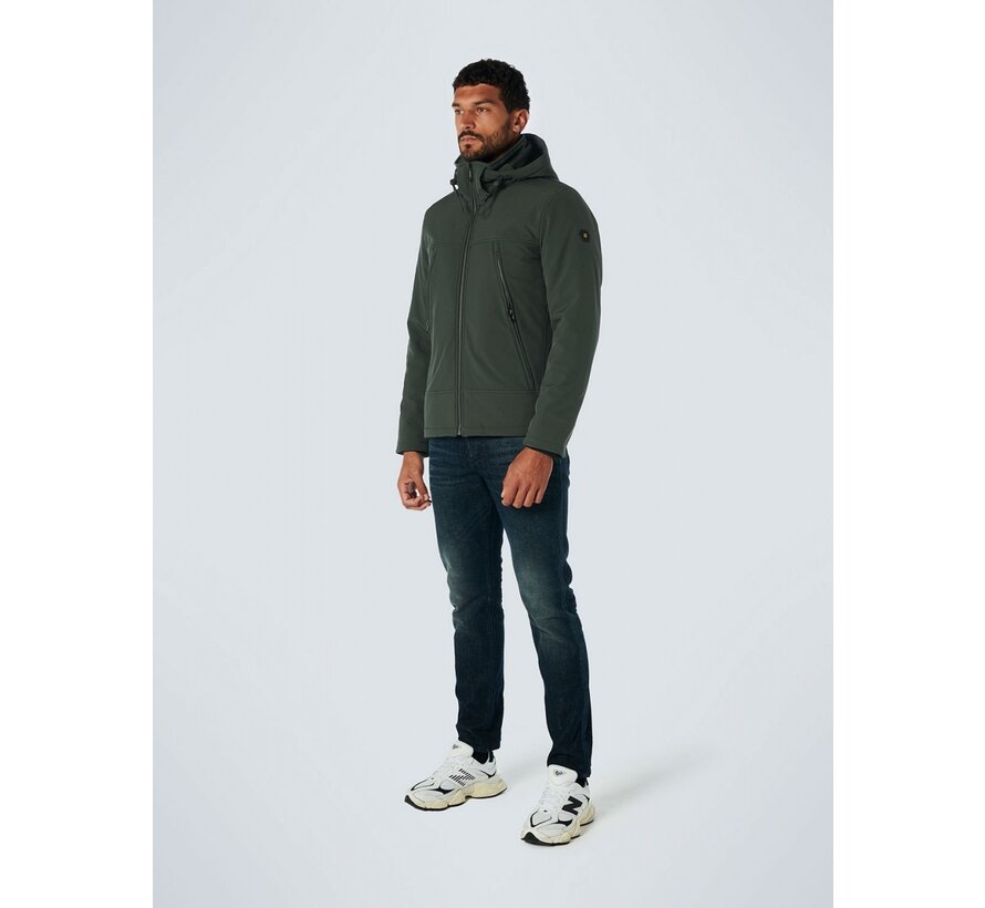 Winterjas Short Fit Hooded Softshell Stretch Dark Green (21630808 - 052)