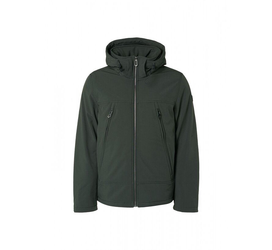 Winterjas Short Fit Hooded Softshell Stretch Dark Green (21630808 - 052)