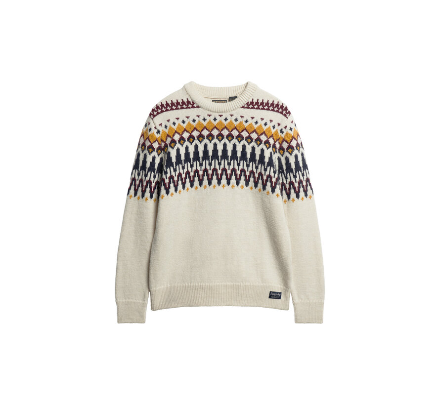 FAIRISLE KNIT CREW JUMPER Ecru Multi (M6110528A - 1GP)