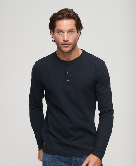 Superdry WAFFLE LONG SLEEVE HENLEY TOP Eclipse Navy   S product