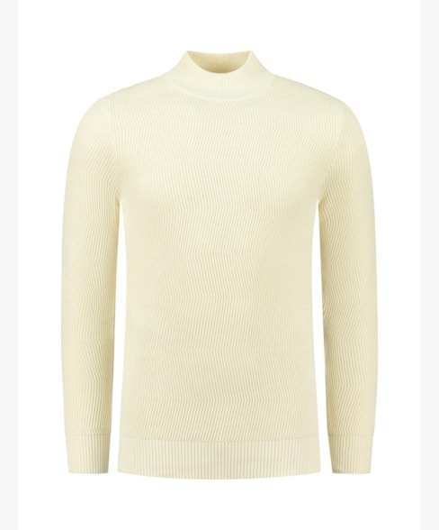 Pure Path Jaquard Washed Mockneck Ecru   XL Pure Path