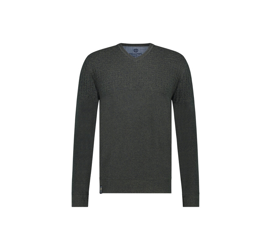 Pullover V-neck structure knit Dark Green (32.1103 - 172)