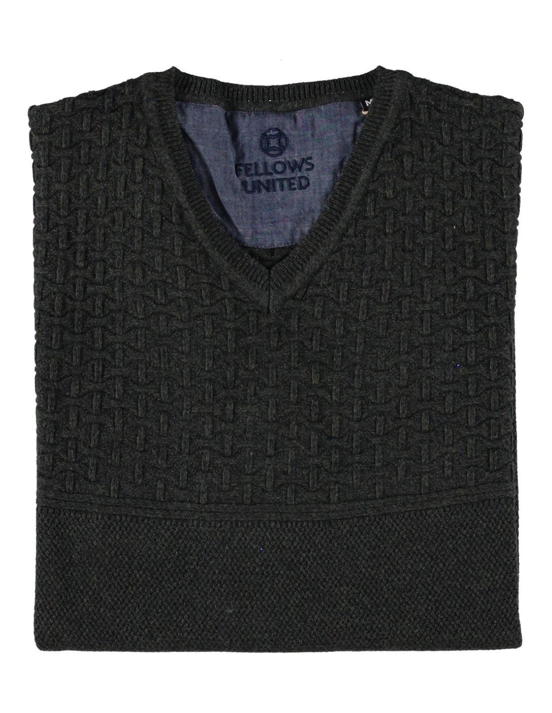 Fellows United Pullover V-neck Structure Knit Dark Green M Fellows United